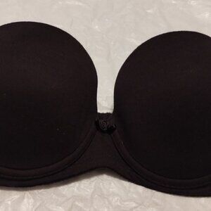 VINTAGE VICTORIA'S SECRET STRAPLESS PUSH UP BLACK BRA W/INSERTS 34A BLACK
